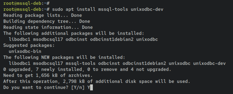 Установка mssql-tools