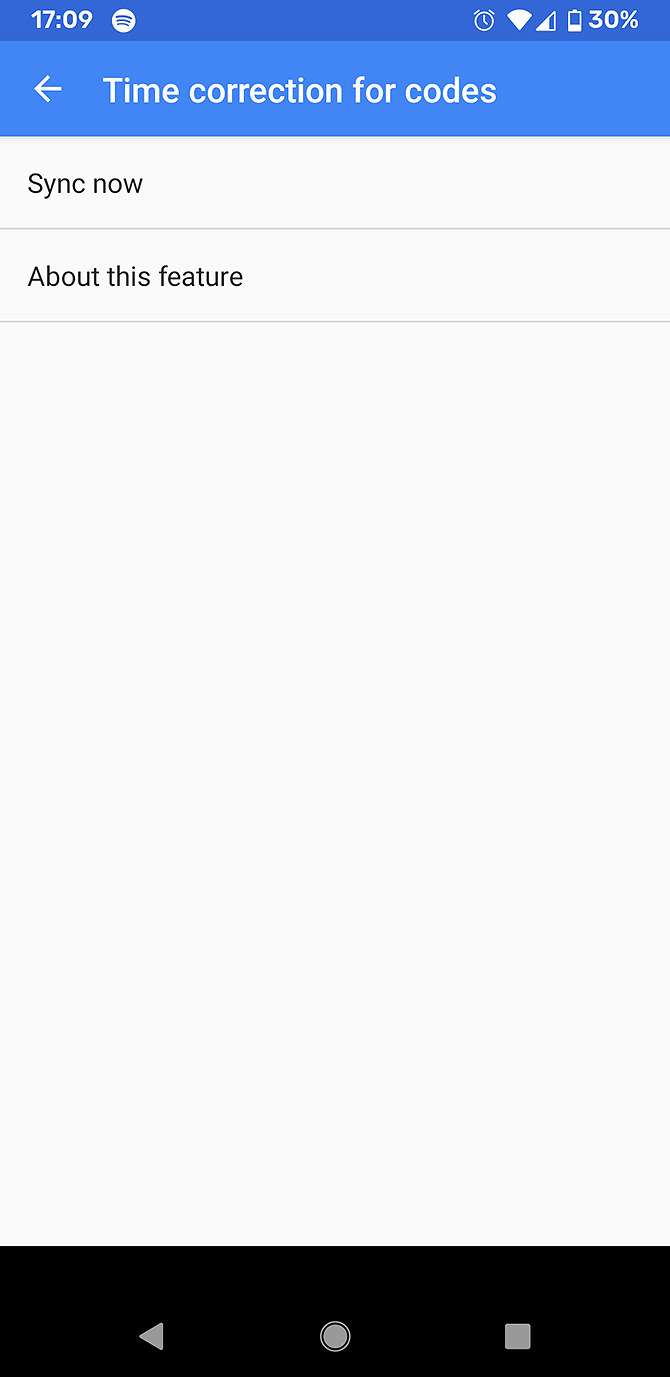 Информация о синхронизации времени в приложении Google Authenticator