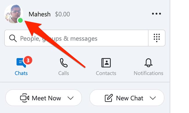 Щёлкните по иконке профиля в приложении Skype.