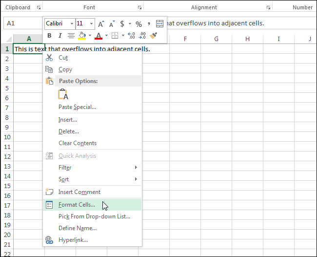 Выбор Формат ячеек для переполнения