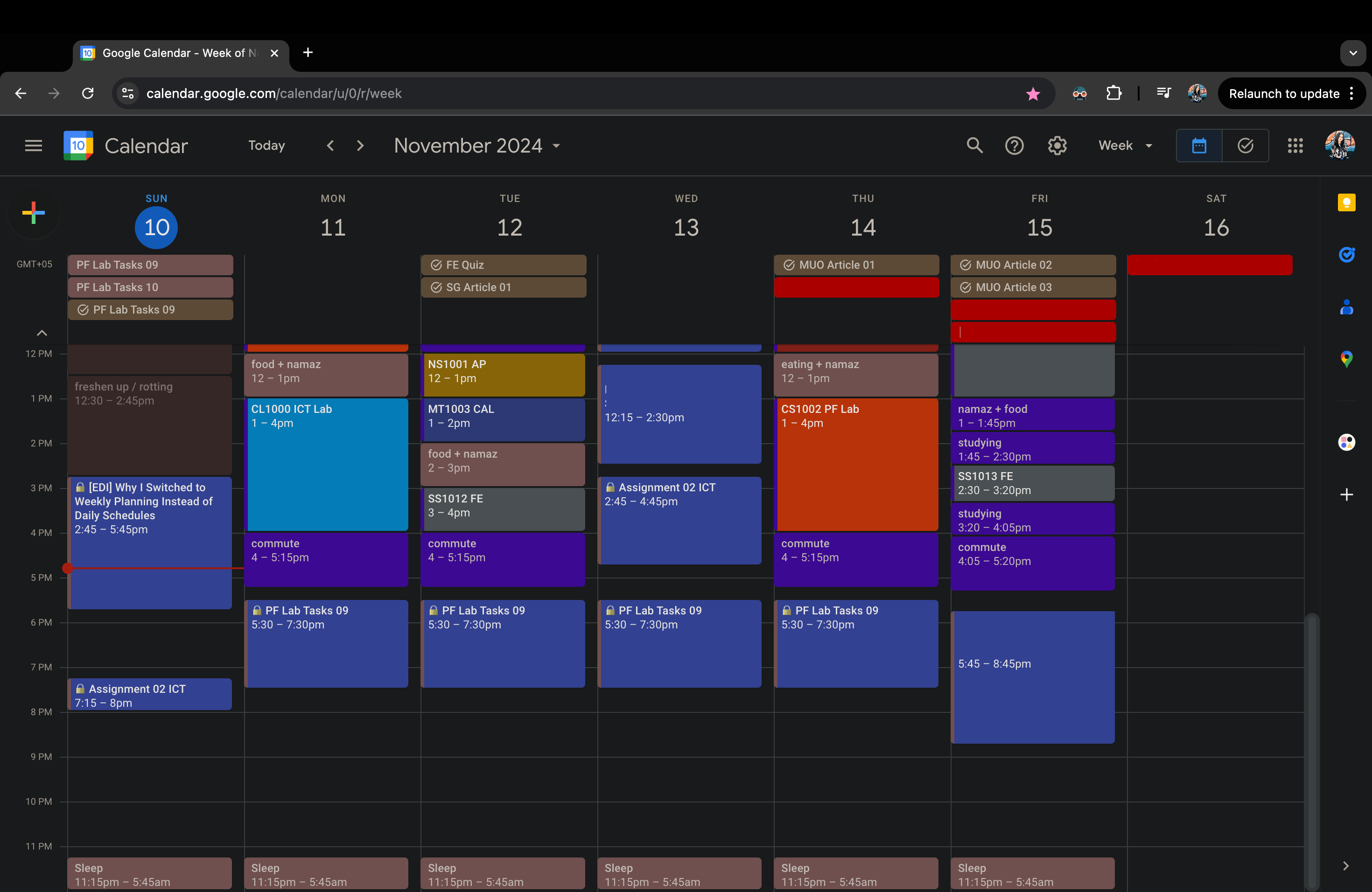 dividing an assignment into 2 hour blocks