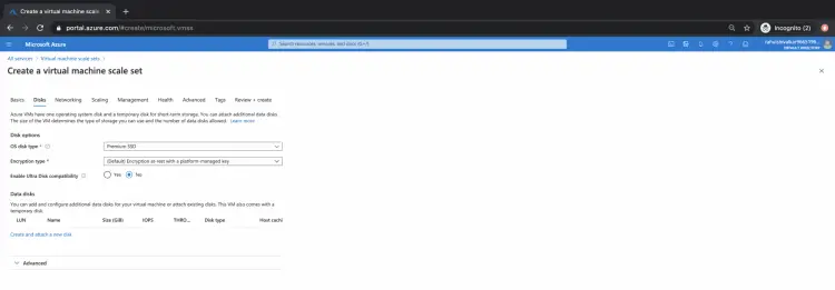 Вкладка Disks — настройки хранилища по умолчанию