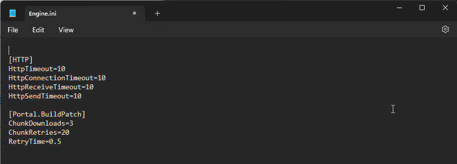 Notepad_Engine.ini - Error Code 502 on Epic Games