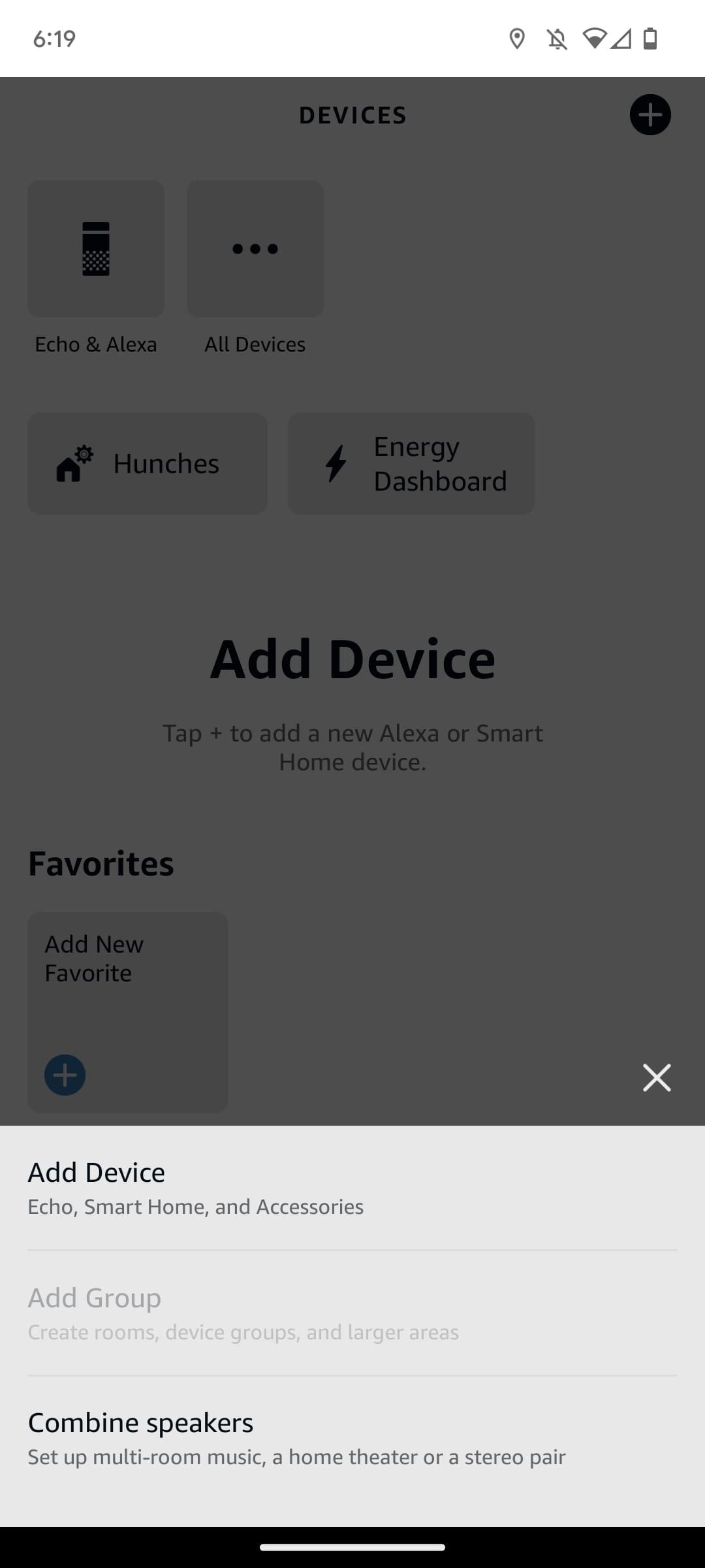 меню добавления устройств в Alexa
