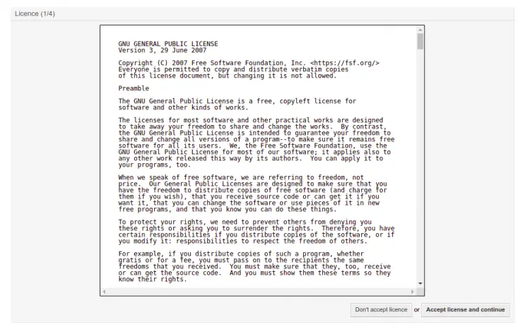 Экран лицензионного соглашения OTRS