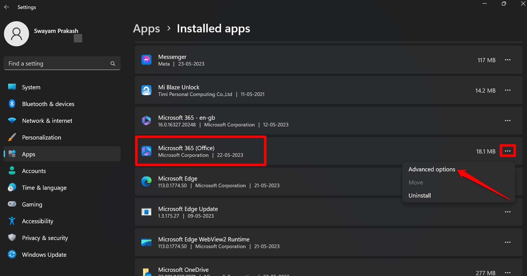 Дополнительные параметры приложения Microsoft Office