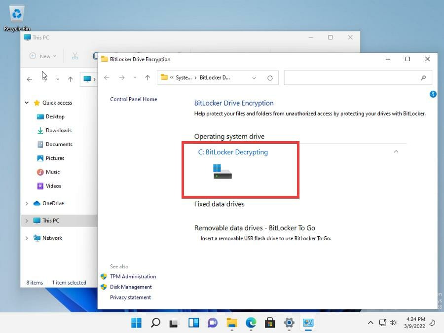 drive decrypting this pc