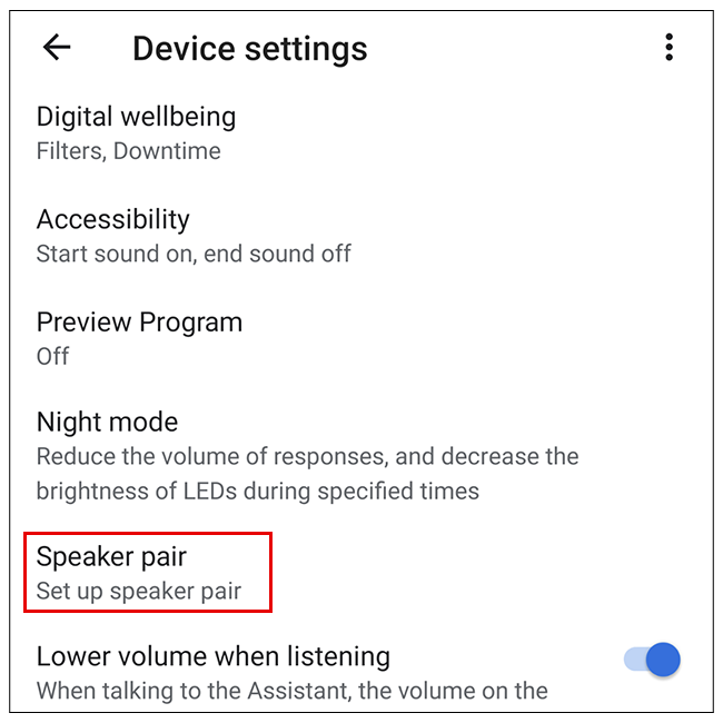 Пункт меню «Стереопара» в настройках устройства