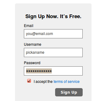 Форма регистрации на Iradeo