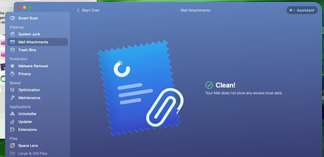 CleanMyMac X: очистка вложений Mail