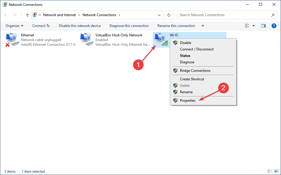 Свойства сетевого подключения