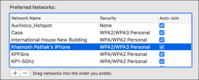 Выделение и перетаскивание сети вверх списка предпочтений