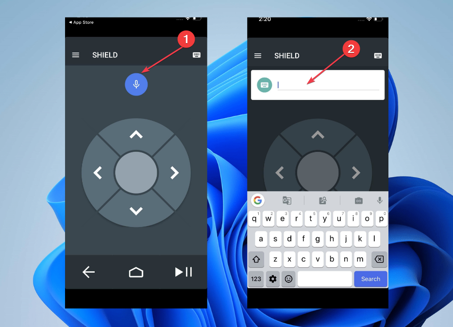 Экранная клавиатура в приложении Android TV Remote
