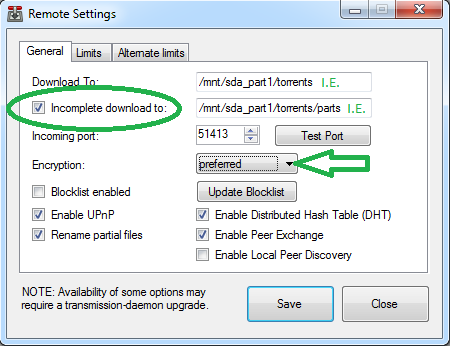 Параметры шифрования и пути