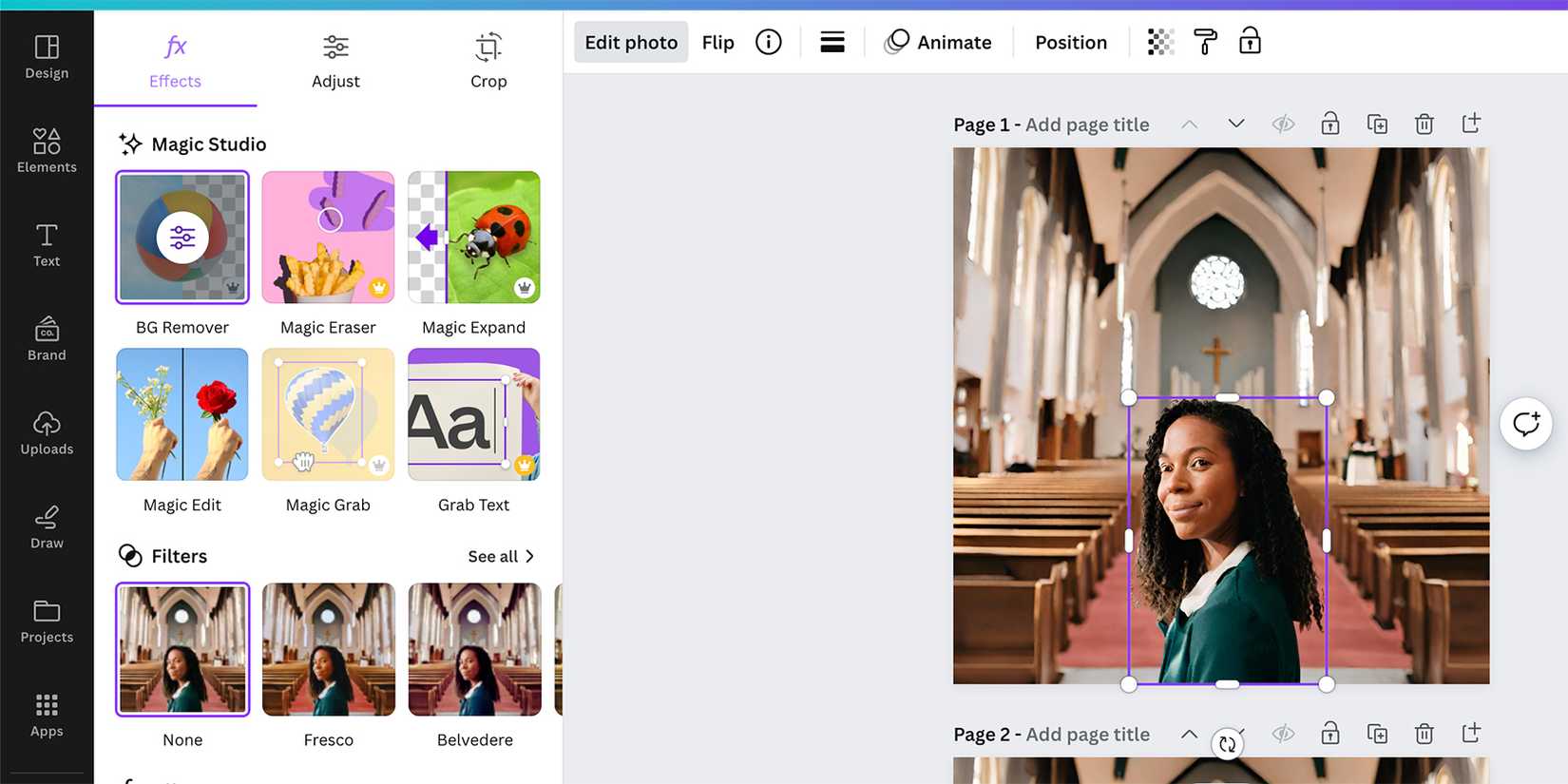 Canva Magic Grab выбор объекта