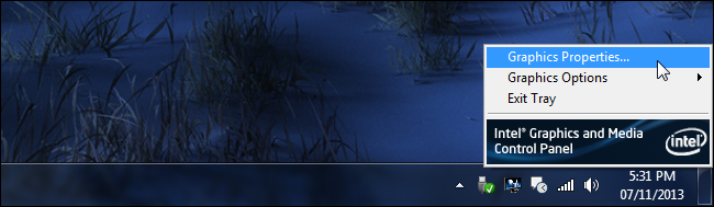 Открыть панель Intel Graphics