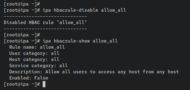 Отключение дефолтного HBAC allow_all