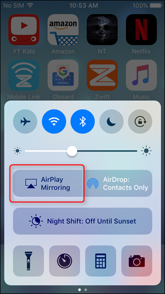 Интерфейс: выбор AirPlay на iPhone