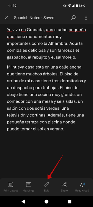 Нажатие на опцию 