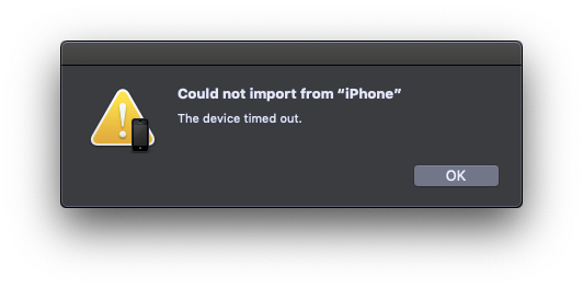 Ошибка: не удалось импортировать с iPhone — сообщение на Mac
