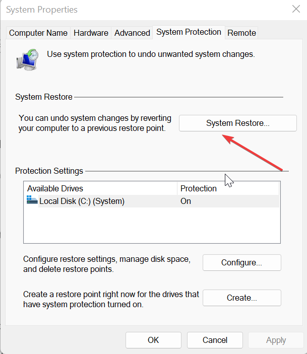 Запуск восстановления системы