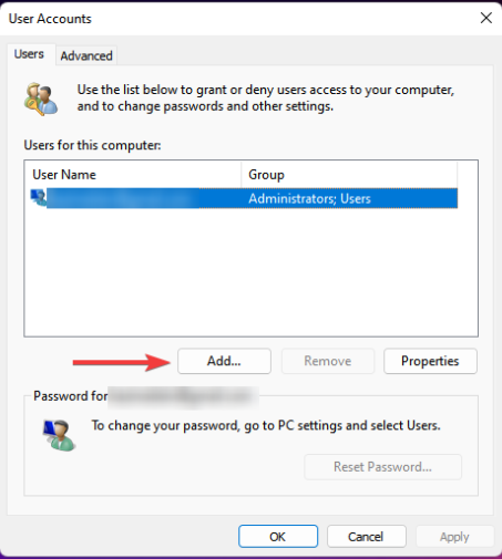 Окно добавления пользователя