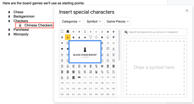 Выбор маркера для подпункта