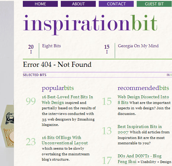 Пример 404 страницы, встроенной в дизайн сайта
