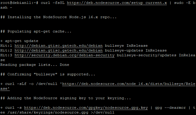 Вывод скрипта добавления репозитория NodeSource