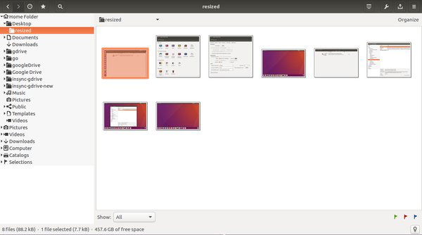 Результат пакетного изменения размера в папке назначения