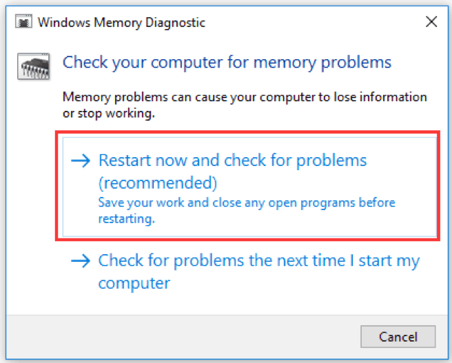Интерфейс Memory Diagnostic