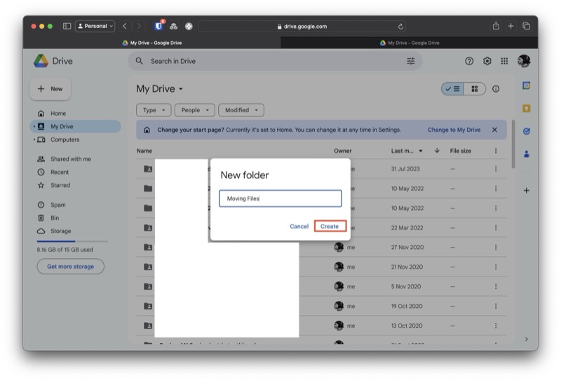 переименование новой папки