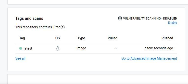 Изображение, подтверждающее успешную загрузку образа в Docker Hub
