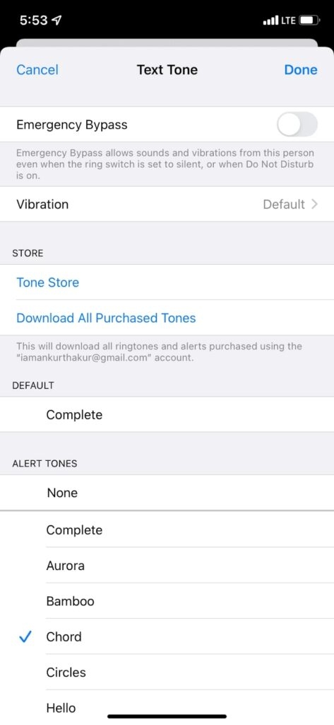 Пользовательский тон - Не приходят текстовые уведомления на iPhone