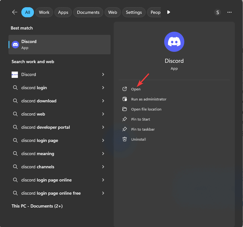Открыть приложение Discord на Windows