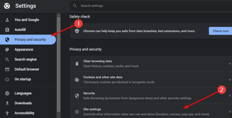 Настройки сайтов в браузере