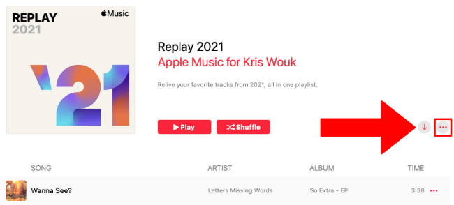 Options icon (three dots) on Apple Music on macOS
