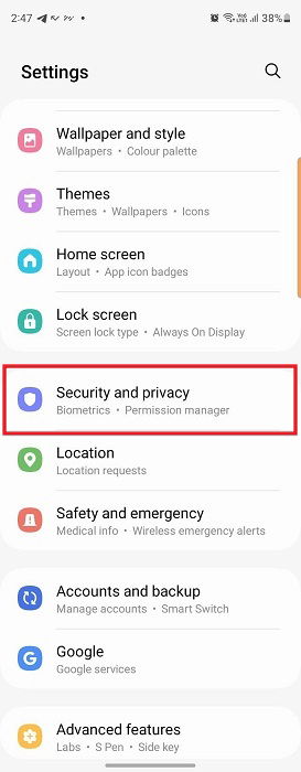 Нажатие опции 