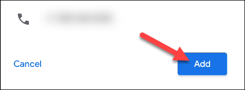 Форма ввода данных контакта перед добавлением в