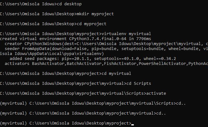 Creating virtual environment with virtualenv