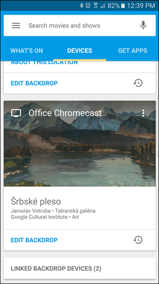 Карточка устройства Chromecast в приложении Google Home