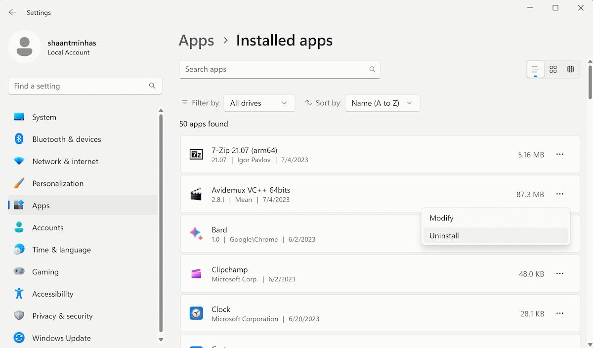 uninstall windows  apps
