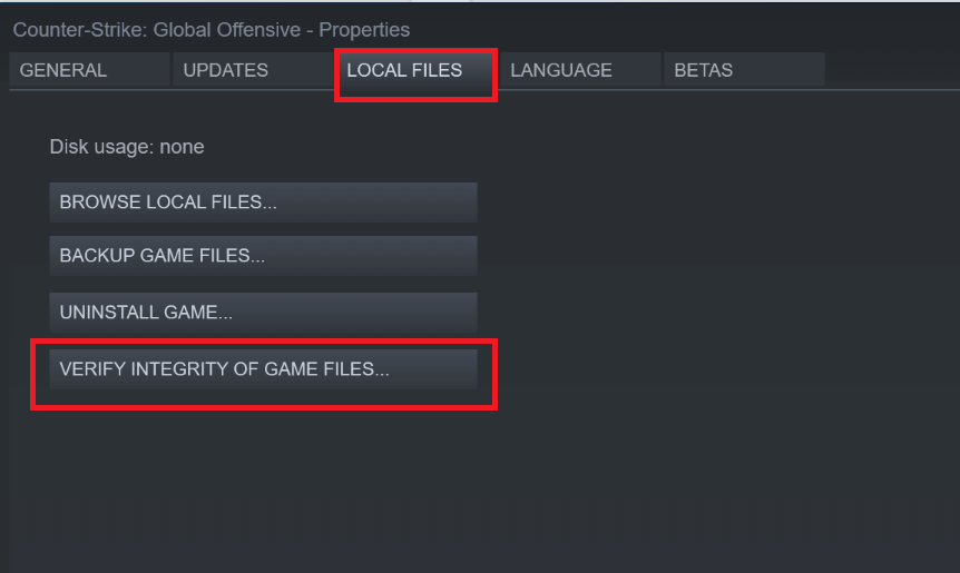Окно Steam: локальные файлы PUBG