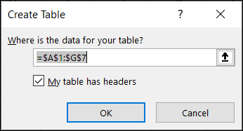 Заполнить поле создания таблицы