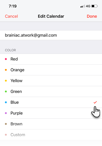 Color code synced Google Calendars