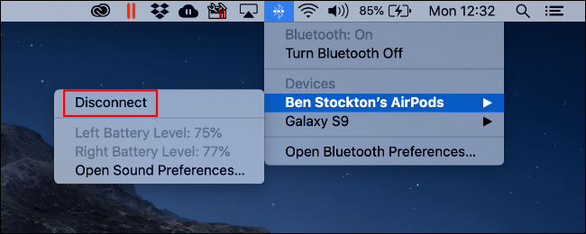 In your Bluetooth device entry in the Bluetooth menu bar menu, click Disconnect then Reconnect