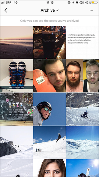 Опция 'Посты' в меню Архива