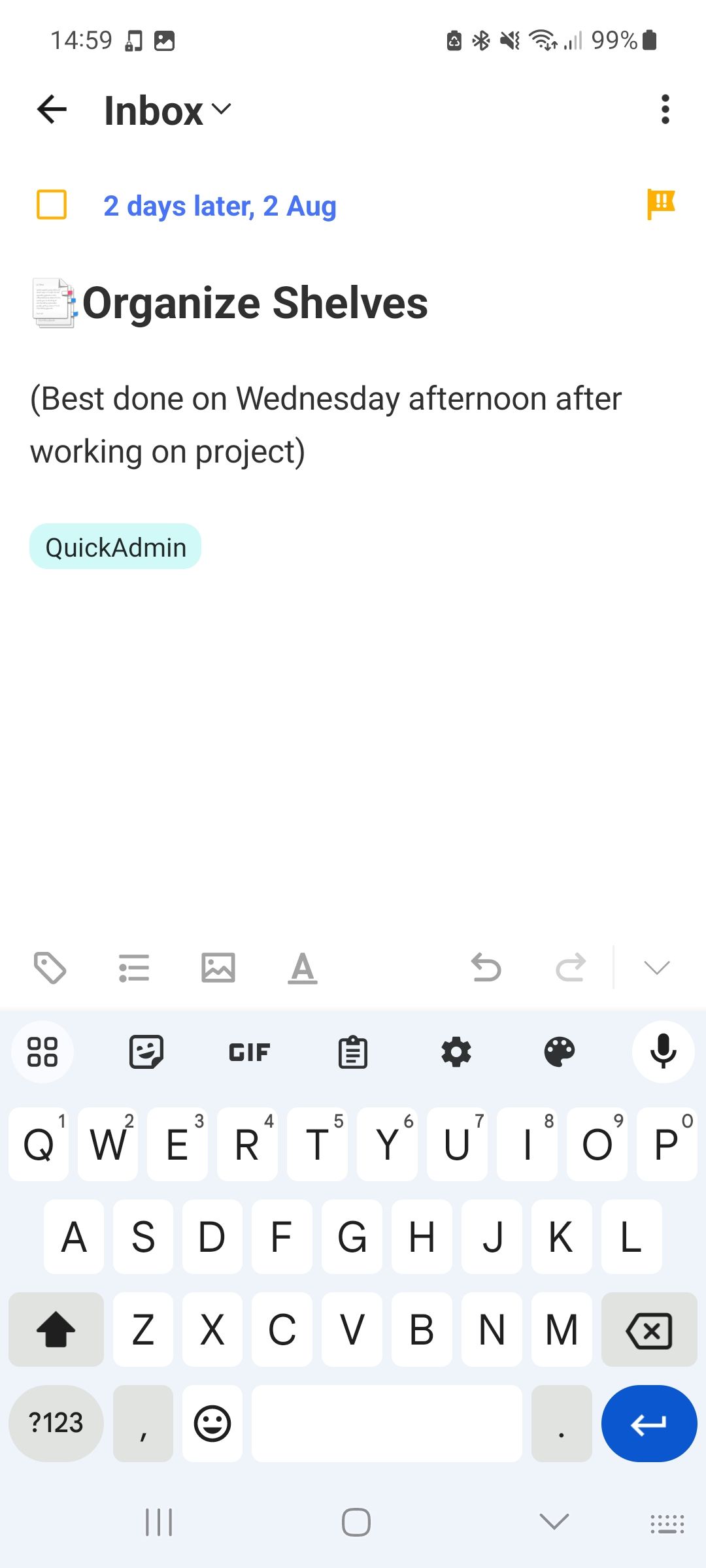 TickTick поле описания задачи