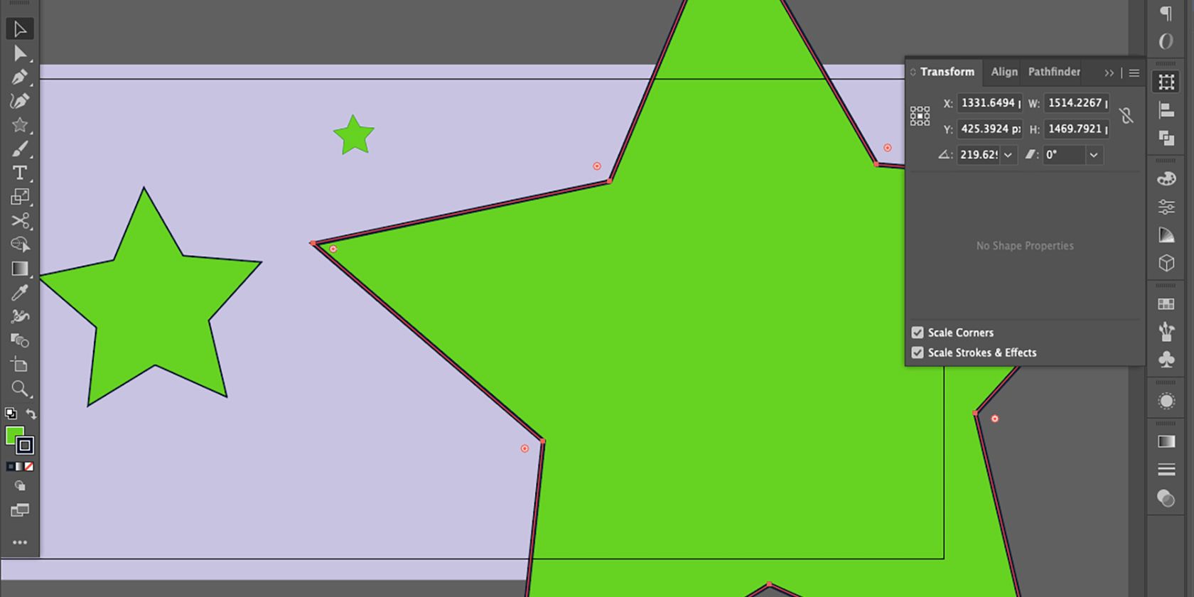 Illustrator stroke scale turned on.