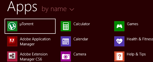 Меню «Приложения» и значок пользователя в правом верхнем углу